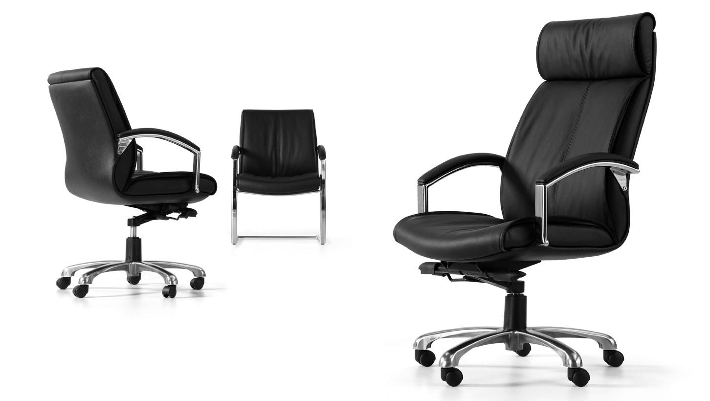 黑色升降調節(jié)高度老板辦公椅帶輪子扶手