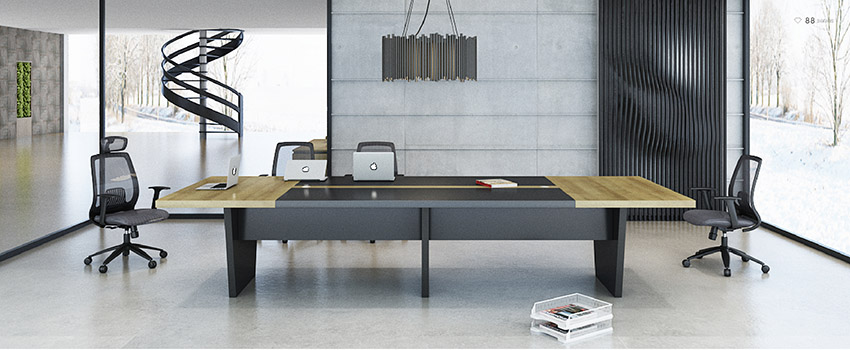 現代時尚長條12人實木油漆會議桌會議臺洽談桌廠家定做