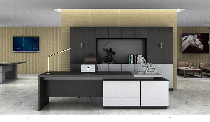 現代簡約時尚老總板式辦公桌椅大班臺