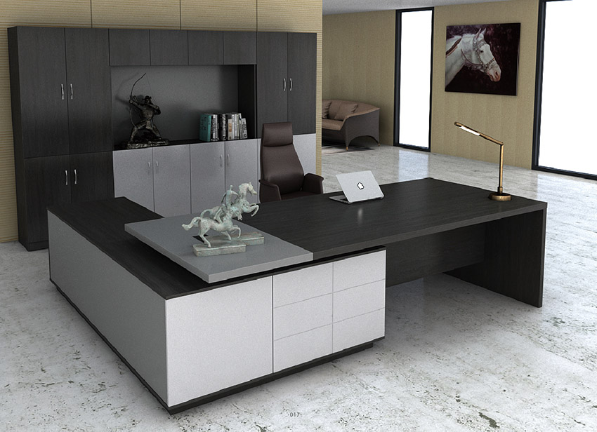 現代簡約時尚老總板式辦公桌椅大班臺