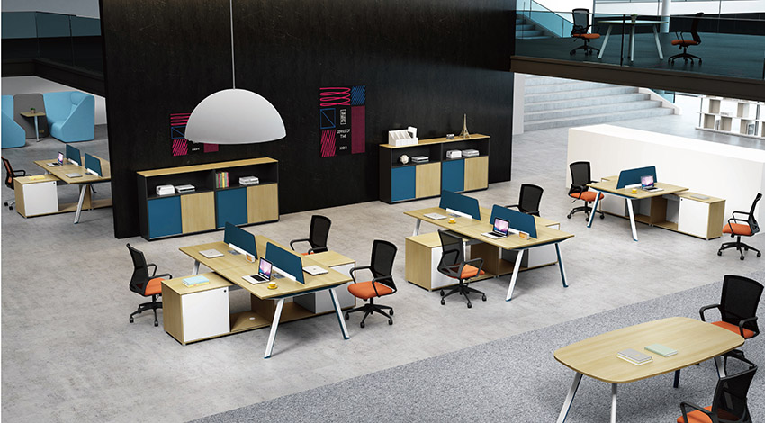 現代時尚四人屏風辦公桌隔斷工作卡位帶邊柜定制 現代時尚四人屏風辦公桌隔斷工作卡位帶邊柜定制