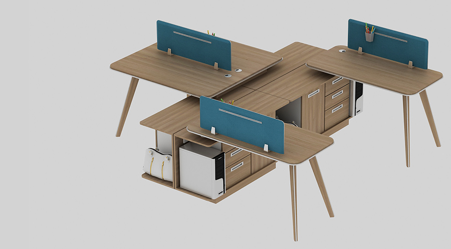 現代簡約四人組合屏風辦公桌隔斷工作卡位