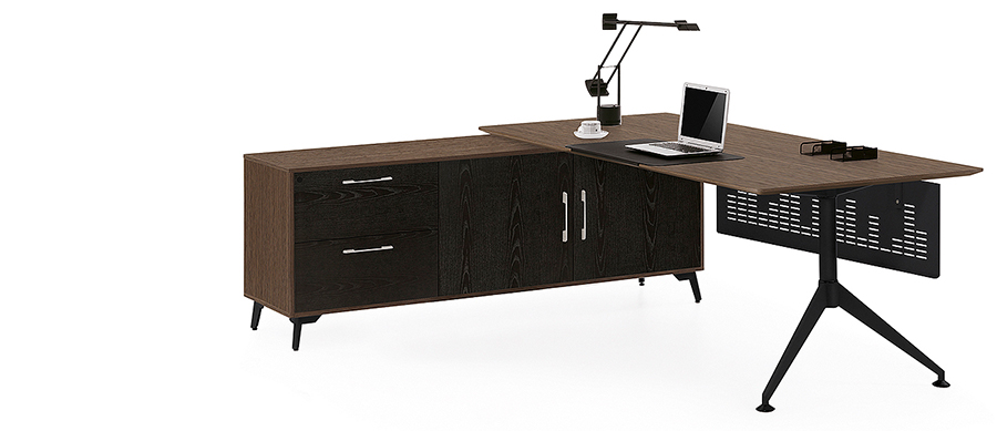 簡(jiǎn)約時(shí)尚單人鋼木轉(zhuǎn)角經(jīng)理辦公桌椅